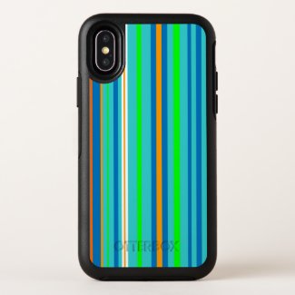 Blue Green Stripes Pattern OtterBox iPhone X Case
