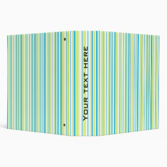 Blue green Stripes simple elegant pattern 3 Ring Binder