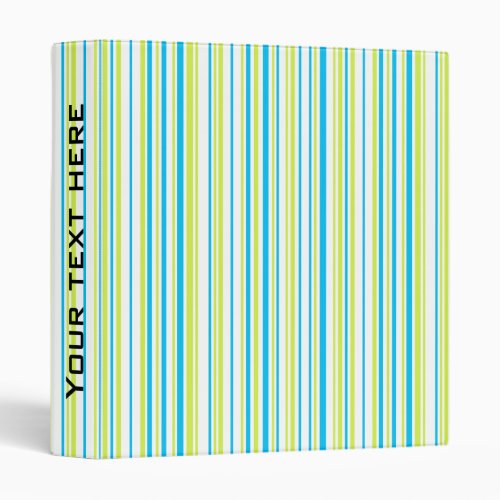 Blue green Stripes simple elegant pattern 3 Ring Binder