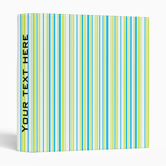 Blue green Stripes simple elegant pattern 3 Ring Binder (Front/Spine)