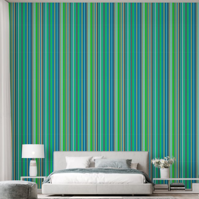 Blue Green Stripes Wallpaper