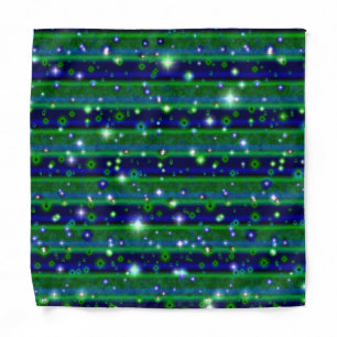 Blue Green Stripes with Stars and Raindrops Bandana