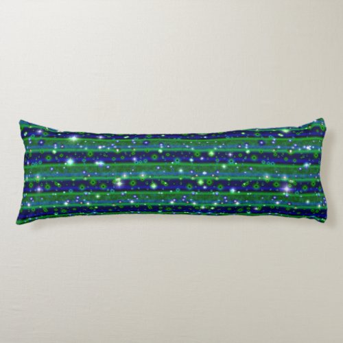 Blue Green Stripes with Stars and Raindrops Body Pillow