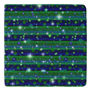 Blue Green Stripes with Stars and Raindrops Trivet