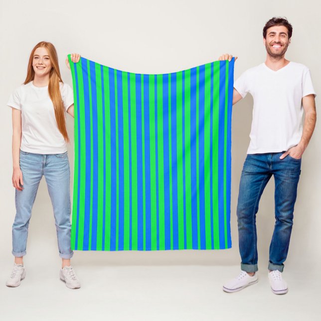 Blue Green Stylish Stripes Pattern Design  Fleece Blanket (Creator Uploaded)