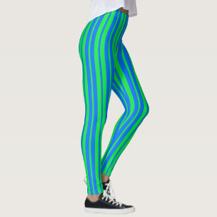 Blue Green Stylish Stripes Pattern Design  Leggings