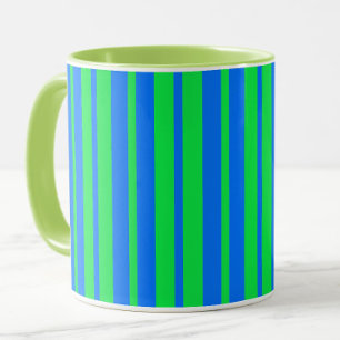 Blue Green Stylish Stripes Pattern Design Mug
