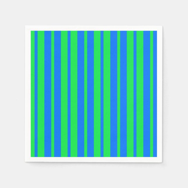 Blue Green Stylish Stripes Pattern Design  Napkins (Front)