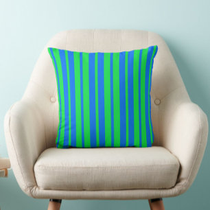 Blue Green Stylish Stripes Pattern Design Throw Pillow