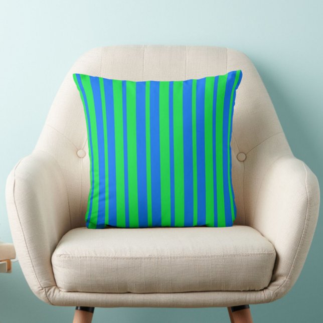 Blue Green Stylish Stripes Pattern Design  Throw Pillow (Creator Uploaded)