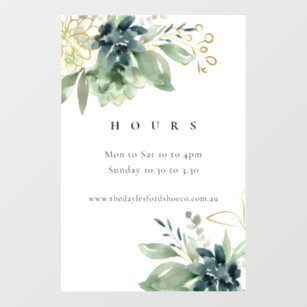 Blue Green Succulent Fauna Opening Hours Wall Decal