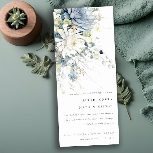 Blue Green Succulent Floral Botanical Engagement Invitation