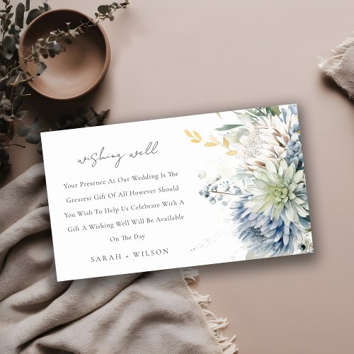 Blue Green Succulent Floral Wedding Wishing Well Enclosure Card