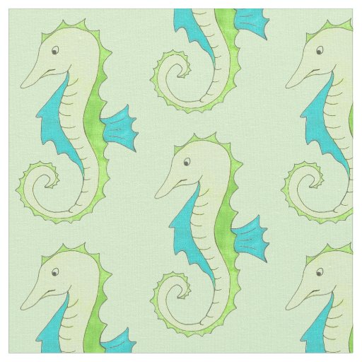 Blue Green Summer Seahorse Seahorses Beach Marine Fabric
