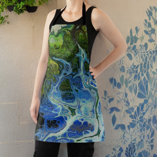 Blue Green Swirl All-Over Print Apron (Creator Uploaded)