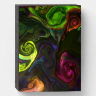 Blue Green swirles wood art Wooden Box Sign