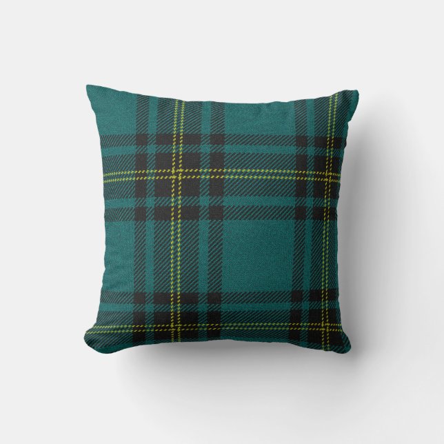 Blue-Green Tartan double-sided Throw Pillow (Front)