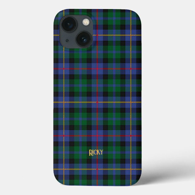 Blue Green Tartan PhoneCase w/Name or Initials Case-Mate iPhone Case (Back)