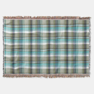Blue Green Tartan Plaid Pattern Throw Blanket