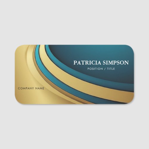 Blue Green Teal And Gold Graphic Elements Unique Name Tag