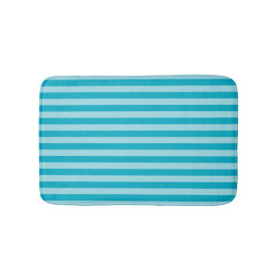 Blue Green, Teal Bath Mat Stripes