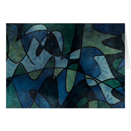 Blue Green Teal Digital Stained Glass Abstract Art