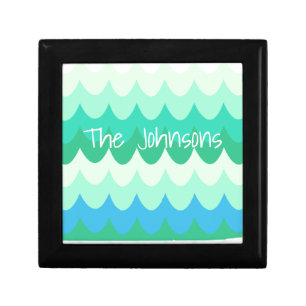 Blue, Green & Teal Geometric Sea Waves  Gift Box