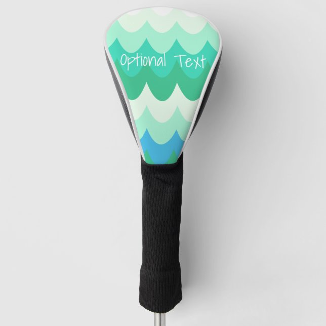 Blue, Green & Teal Geometric Sea Waves  Golf Head Cover (Front)
