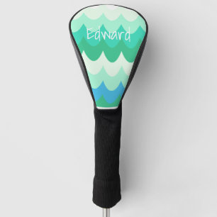 Blue, Green & Teal Geometric Sea Waves  Golf Head Cover