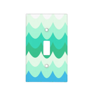 Blue, Green & Teal Geometric Sea Waves Light Switch Cover