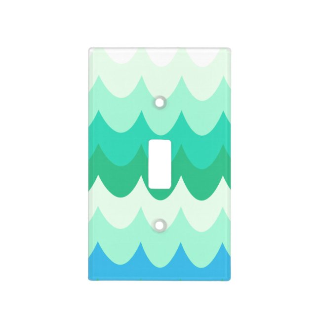 Blue, Green & Teal Geometric Sea Waves  Light Switch Cover (Front)