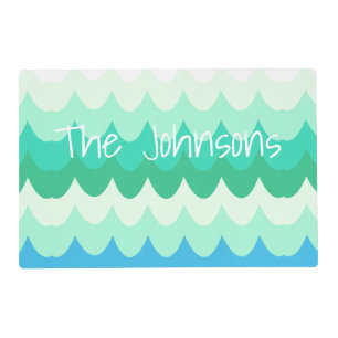 Blue, Green & Teal Geometric Sea Waves Placemat