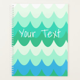 Blue, Green & Teal Geometric Sea Waves Planner