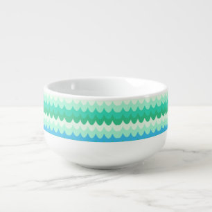 Blue, Green & Teal Geometric Sea Waves Soup Mug