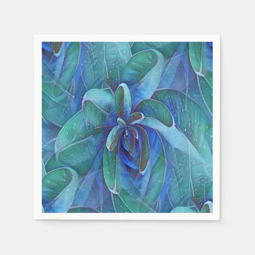 Blue Green Teal Succulent Aloe Rosette Decoupage Napkins