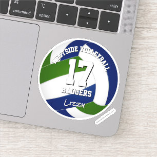 blue green team colors volleyball player sticker