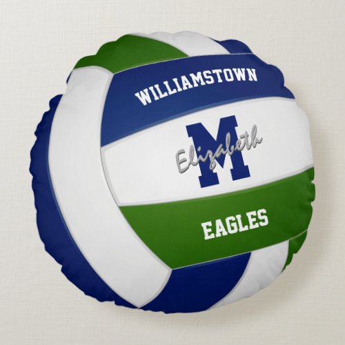 blue green team colors volleyball sports room round pillow