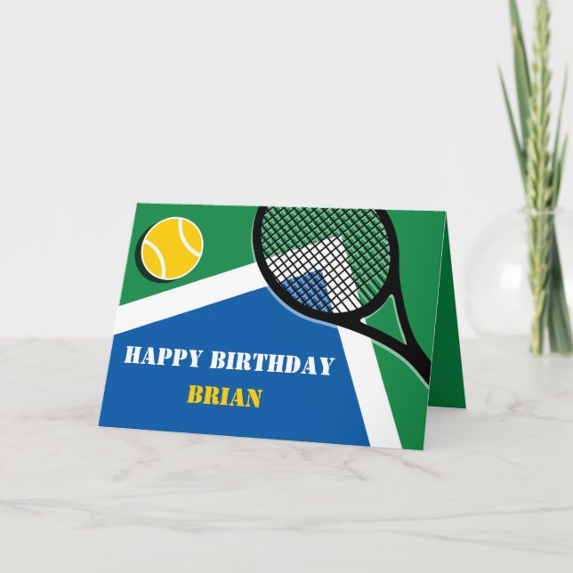 Blue-green tennis court customizable card (Front)