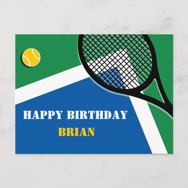 🎾 Blue-green tennis court customizable Postcard (Front)