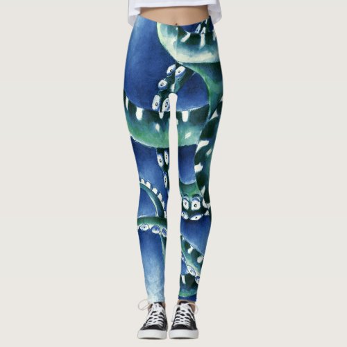 Blue Green Tentacles Leggings