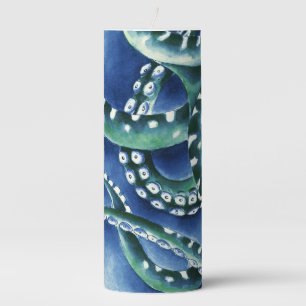 Blue Green Tentacles Pillar Candle