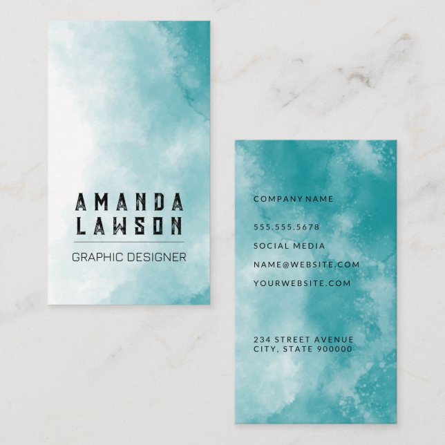 Blue Green Texture Background Business Card (Front/Back)