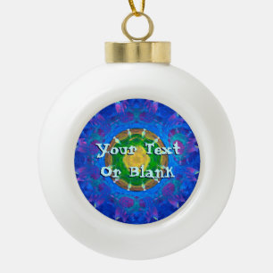 Blue-Green Tie Dye Ceramic Ball Christmas Ornament