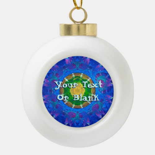 Blue_Green Tie Dye Ceramic Ball Christmas Ornament