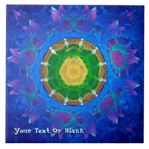 Blue-Green Tie Dye Ceramic Tile