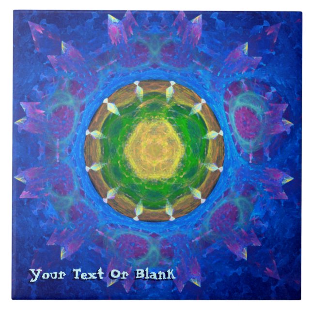 Blue-Green Tie Dye Ceramic Tile (Front)