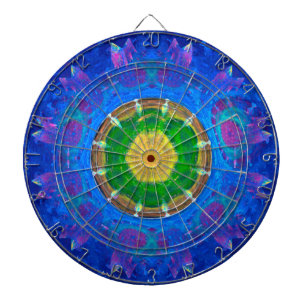 Blue-Green Tie Dye Dartboard With Darts