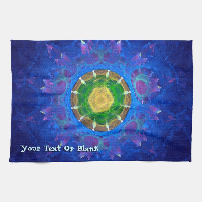 Blue-Green Tie Dye Kitchen Towel (Horizontal)