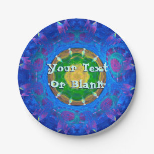 Blue-Green Tie Dye Paper Plates