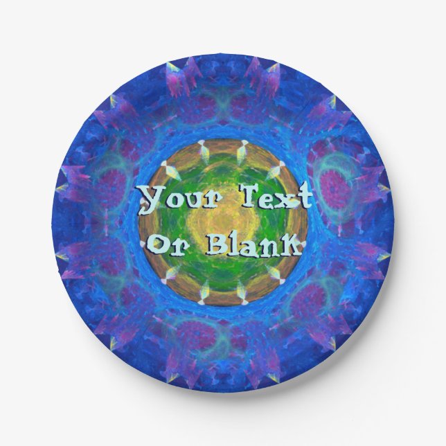 Blue-Green Tie Dye Paper Plates (Front)
